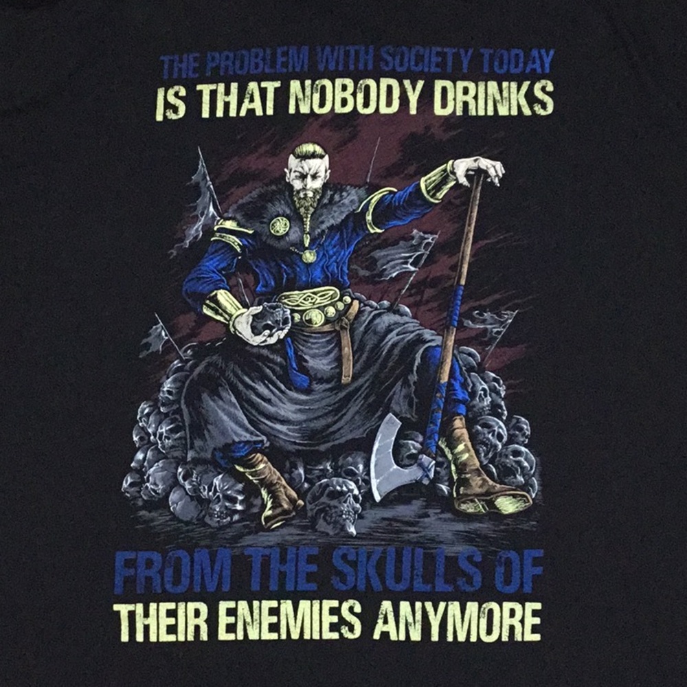 Warrior XII Men’s “Drink from the Skulls of Enemies” T-Shirt, Black, 3XL